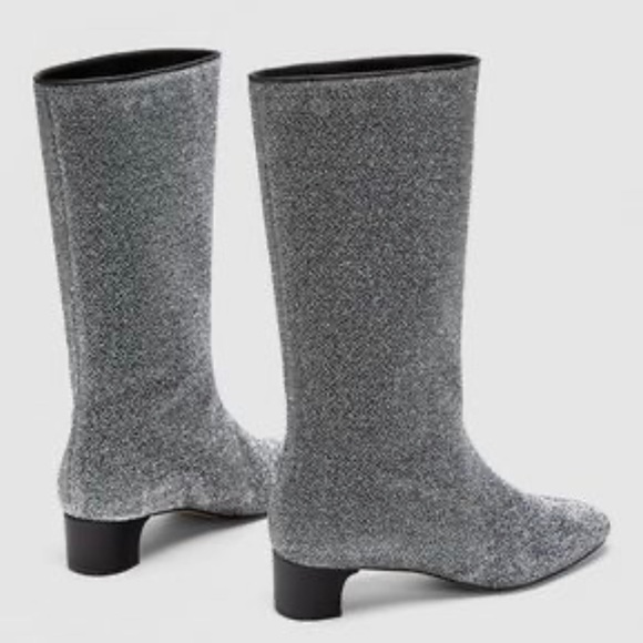 ZARA silver Glitter Heel Boots Silver CC Style NWT sold out! - Picture 3 of 9